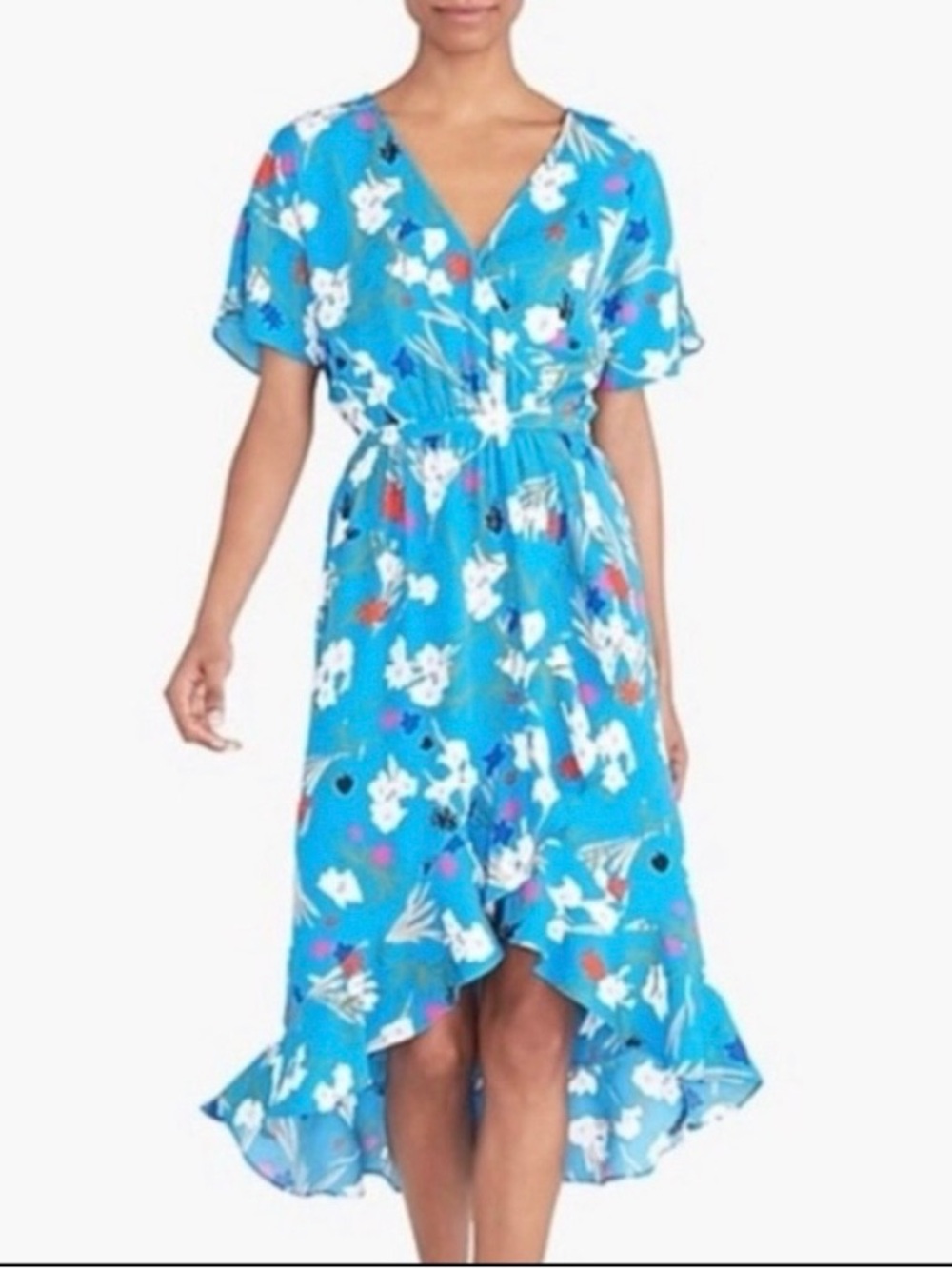 J. Crew Mercantile Blue Floral Wrap Dress Size Small